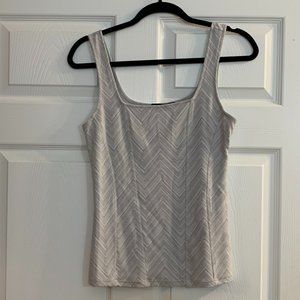 White House Black Market Textured Gray/White Tank Sz Small
